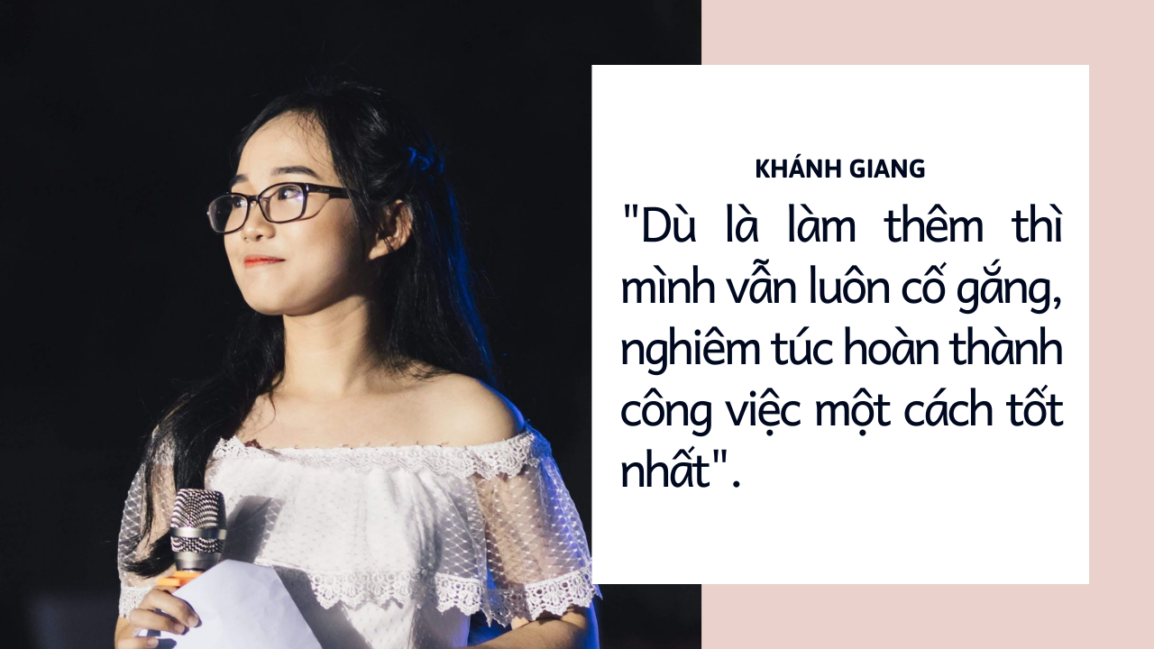 Khánh Giang tin rằng khi cố gắng, nỗ lực hết sức với công việc mình làm thì chắc chắn sẽ được đền đáp bằng trái ngọt.