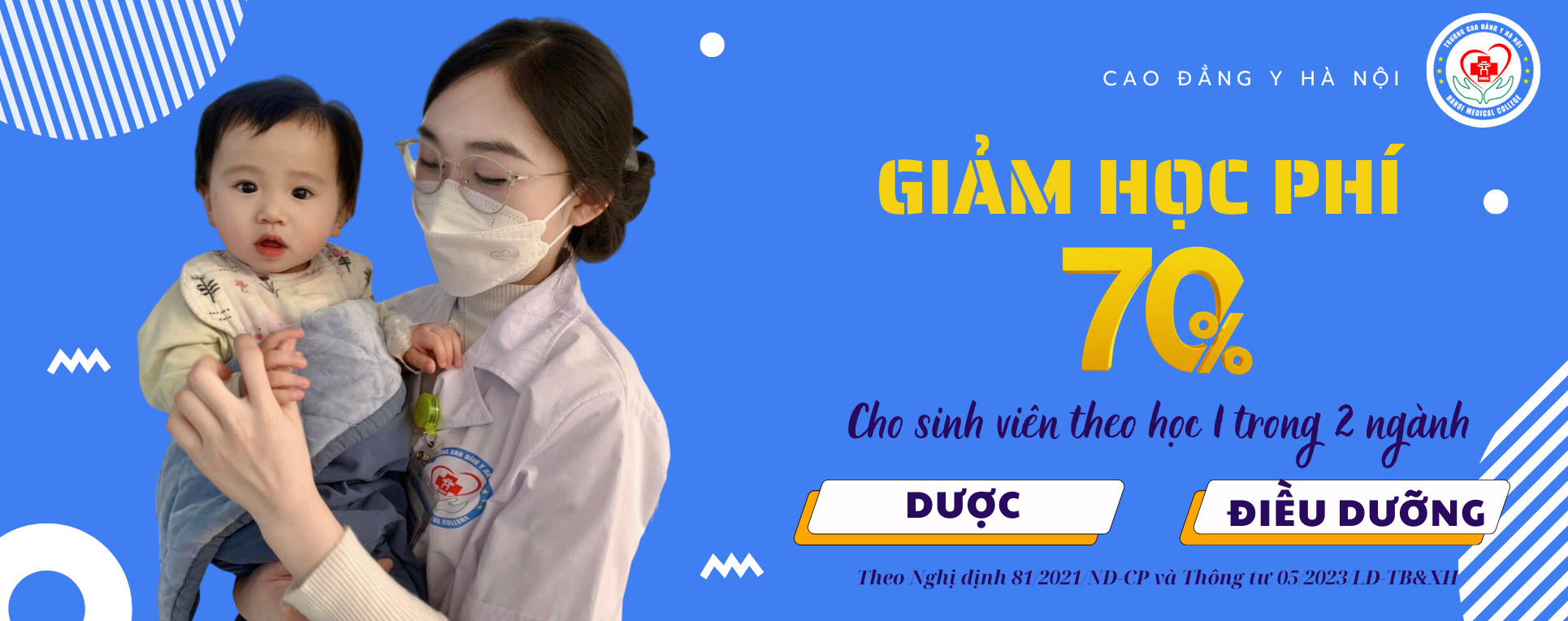 Giàm 70% học phí đối với các ngành học: Dược, Điều dưỡng